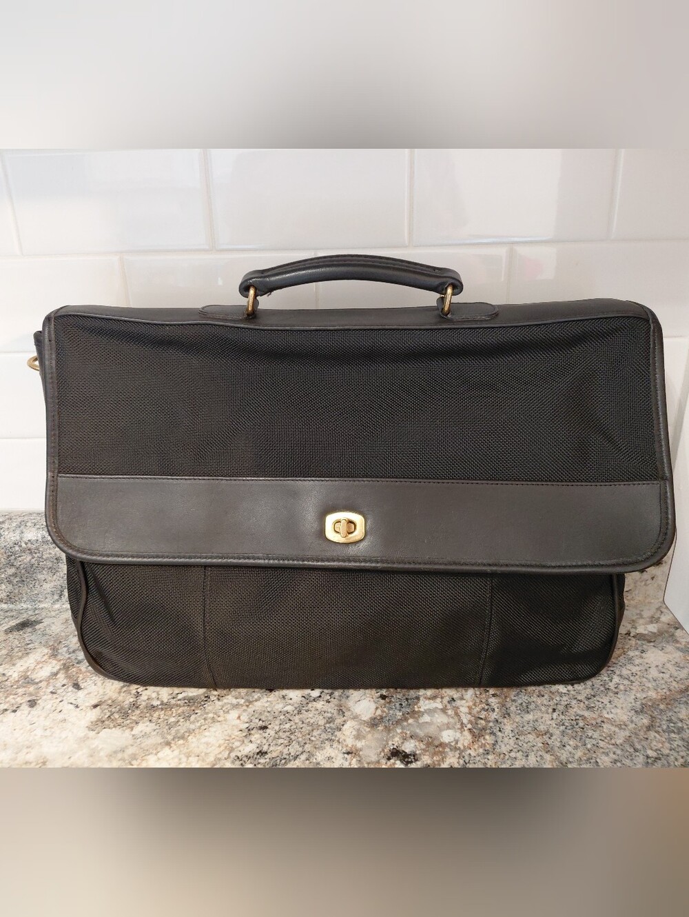 Vintage Coach Flap Brief 5321 Nylon Leather with Gold Hardware **Read**